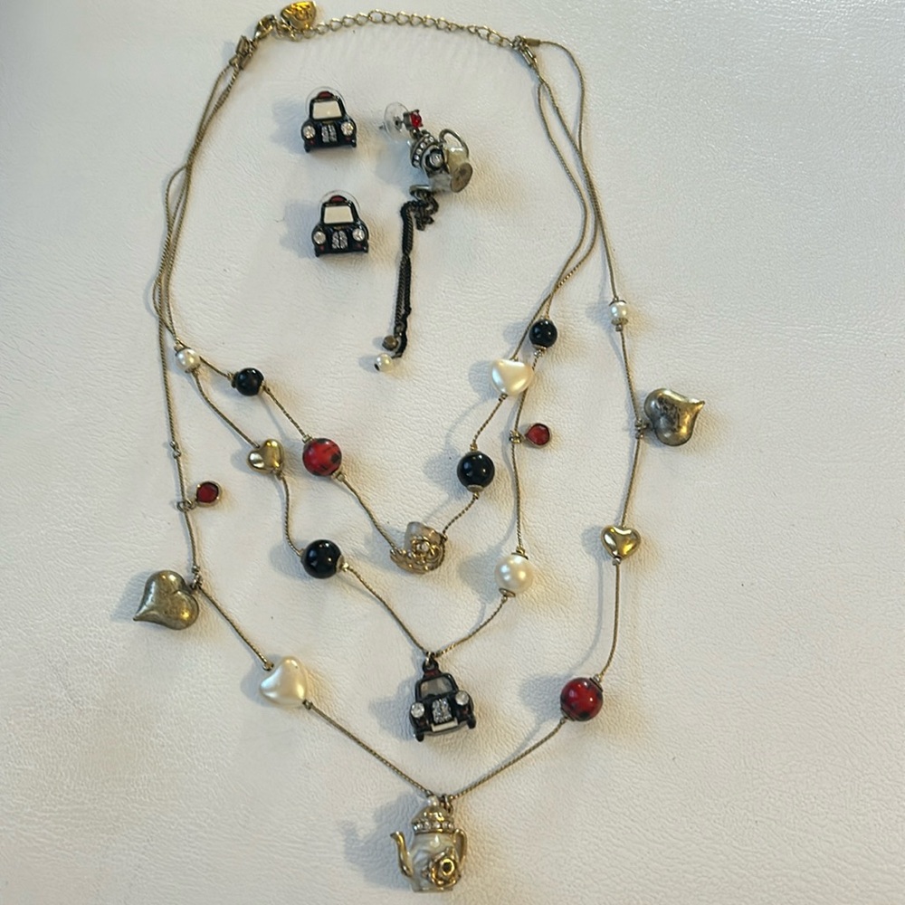 Betsey Johnson SET Necklace Earrings Royal Engagement Collection EUC